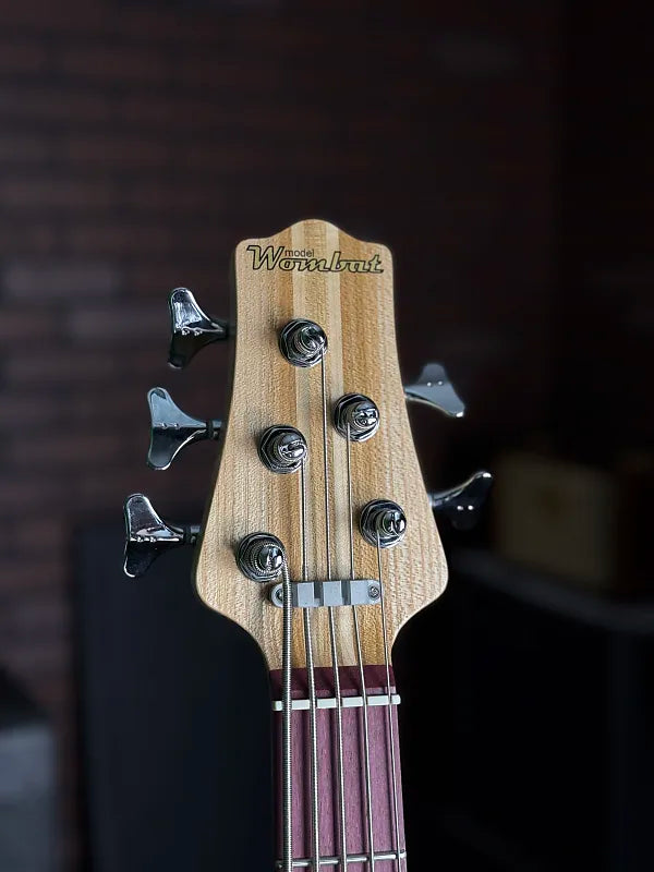 Form Factor Audio Wombat 35" bass, 5str, Light Ash with Maple Burl Top and Back, Gloss