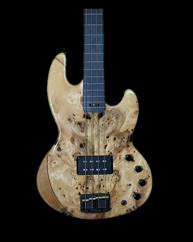 Form Factor Audio Wombat 4 String 34" Scale Fretless Bass Natural Burl Maple