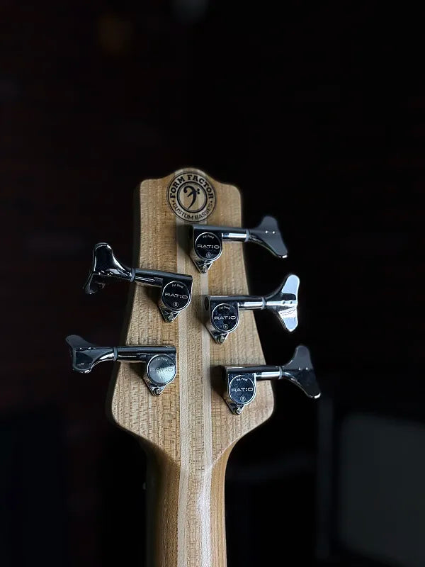 Form Factor Audio Wombat 35" bass, 5str, Light Ash with Maple Burl Top and Back, Gloss